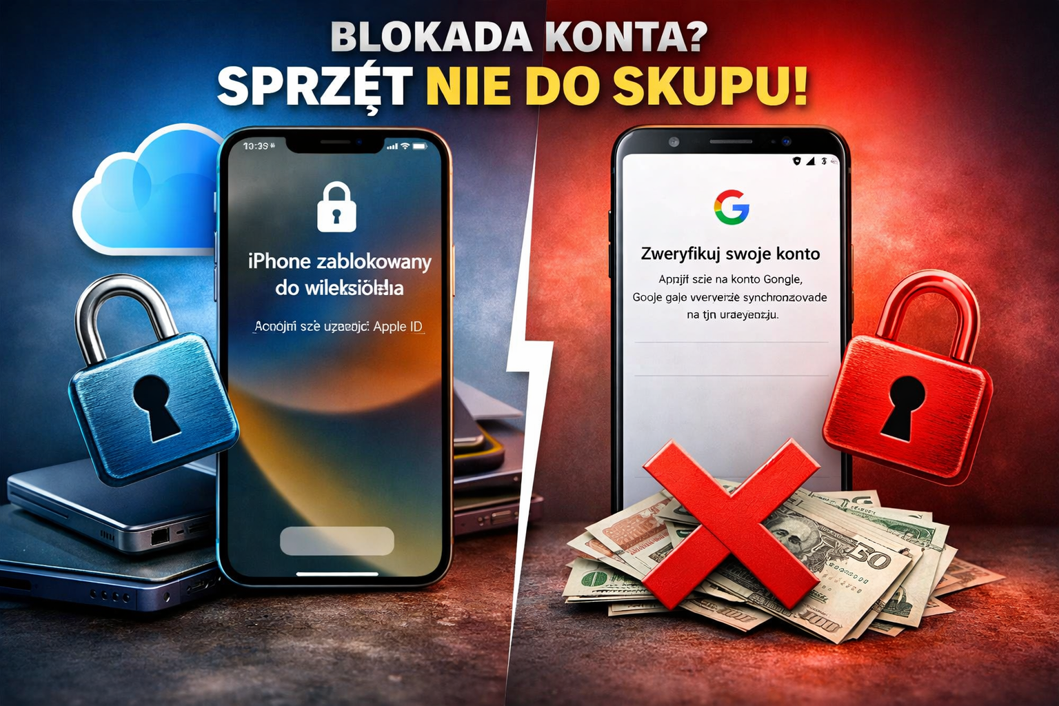 Dlaczego nie skupujemy sprzętu z blokadami kont (iCloud / Google)?