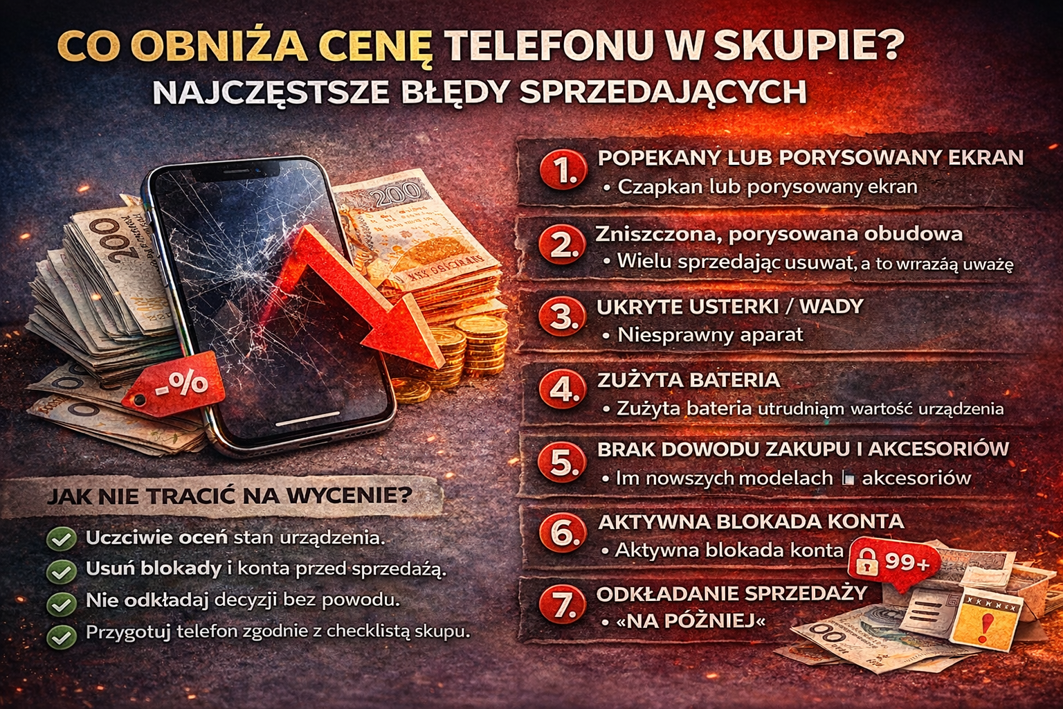 Co najbardziej obniża cenę telefonu w skupie? Najczęstsze błędy sprzedających